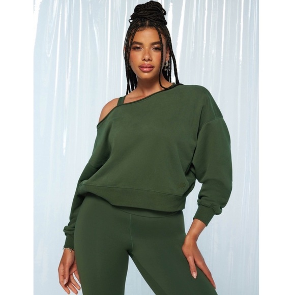YITTY • Deep Cactus Major Label Everyday Off-The-Shoulder Terry Sweatshirt - Picture 11 of 12